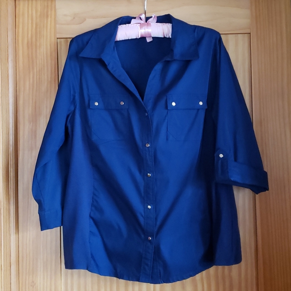 Zac & Rachel Dark Blue Button-down Blouse